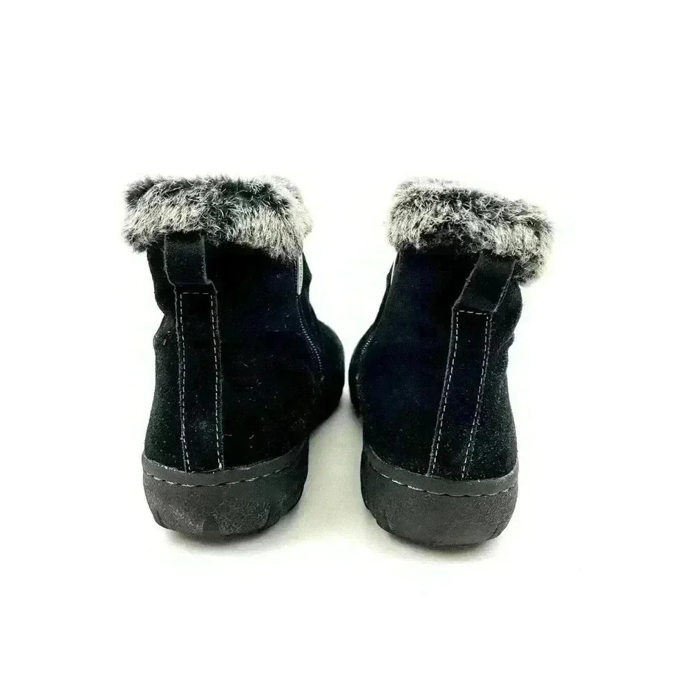 Black‎ Faux Fur Suede Zip Ankle Boots Women’s US Size 7 Khombu